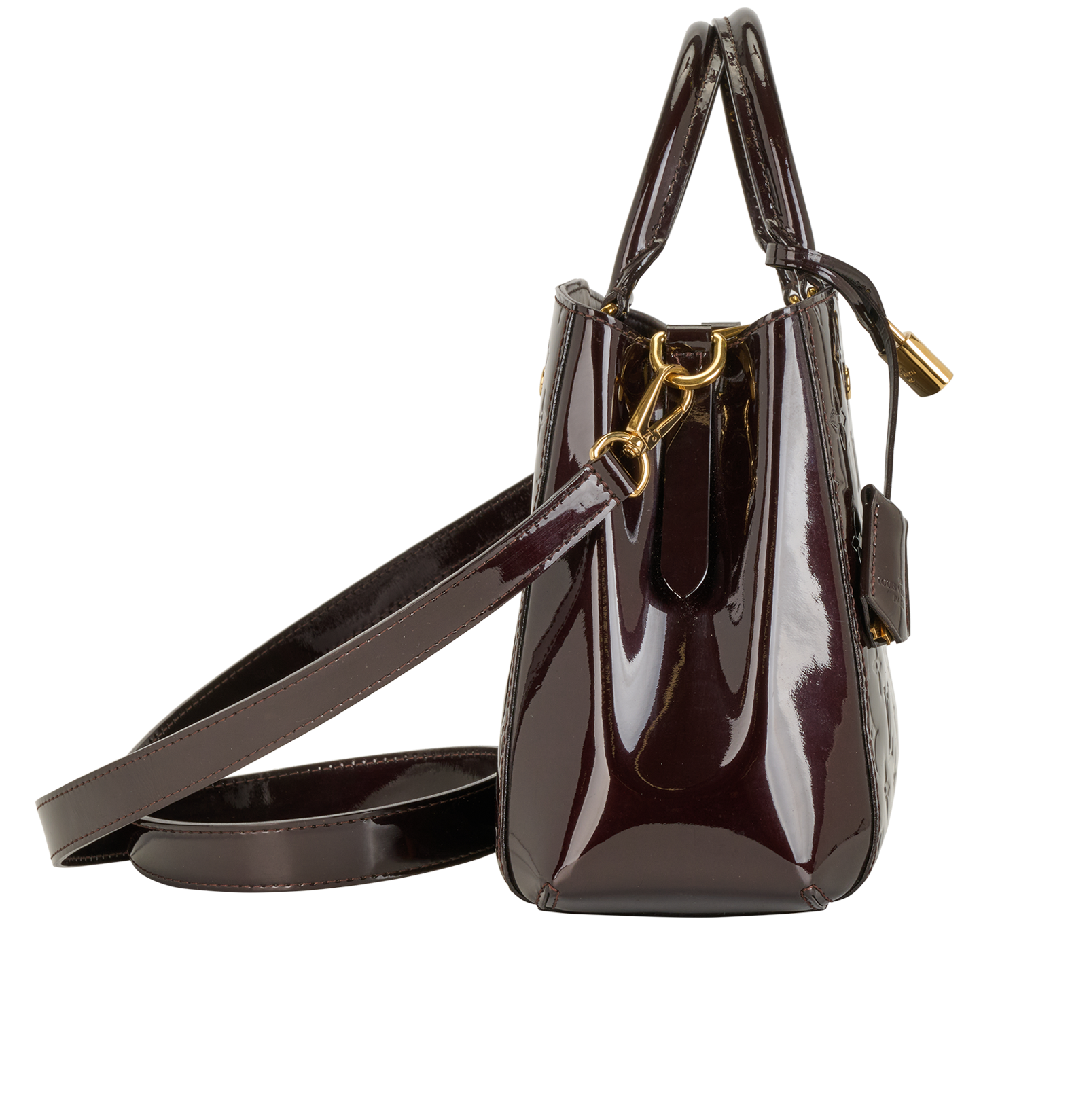 Montaigne BB, &pound;1,100, Handbags, Burgundy, Patent Leather, Side view